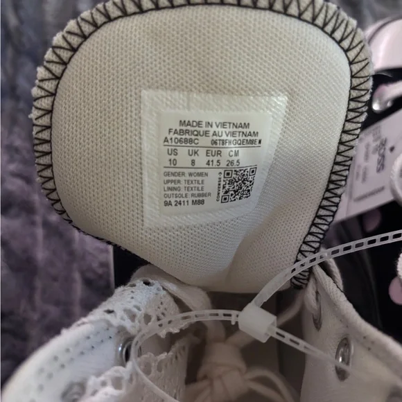 Black & Pink Polka Dot Lift Converse All-Star High Top Sneakers A10688C - Picture 6 of 13